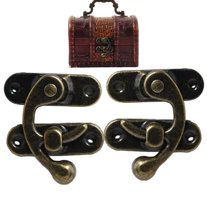 Wooden Box Toggle Latch Hasp Hook Lock Closure 2pcs for Jewelry Chest Gift Wine Case Leather Bag Handbag Suitcase with Screw