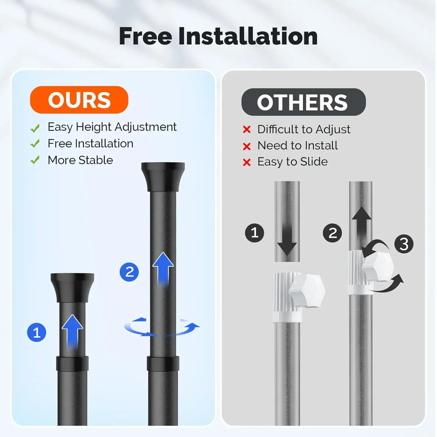 Corner Shower Caddy Tension Pole: Quick Installationr Rustproof Bathroom Organizer Shelves 3