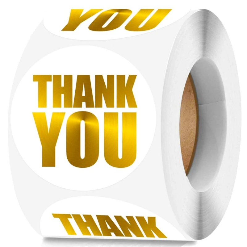 

1,5 дюймовые Золотые круглые наклейки thank you, водонепроницаемые наклейки, Корейская Золотая фольга, бумажная этикетка-наклейка