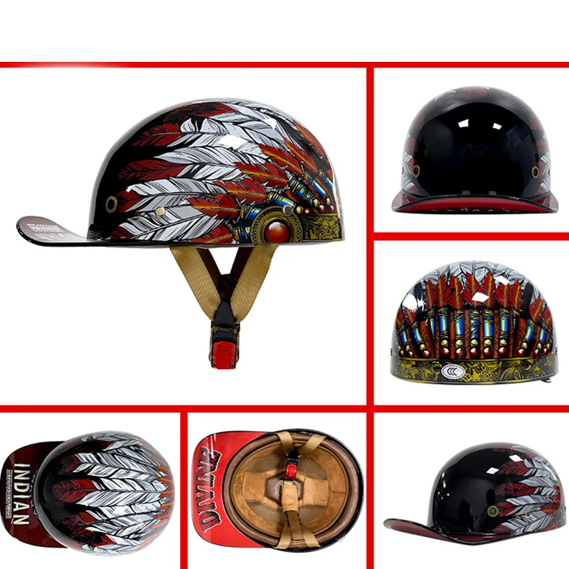 

Retro Half Scooter Helmet Baseball Cap Safety for Motorbike Harley Vintage Electric Cycling Motorcycle Classic Fashion Helmets