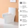 Horow Hr-St076W Elongated Toilet With Left-Hand Trip Lever, One Piece Toilet For Bathroom, Soft Closing Seat Include, Single 5