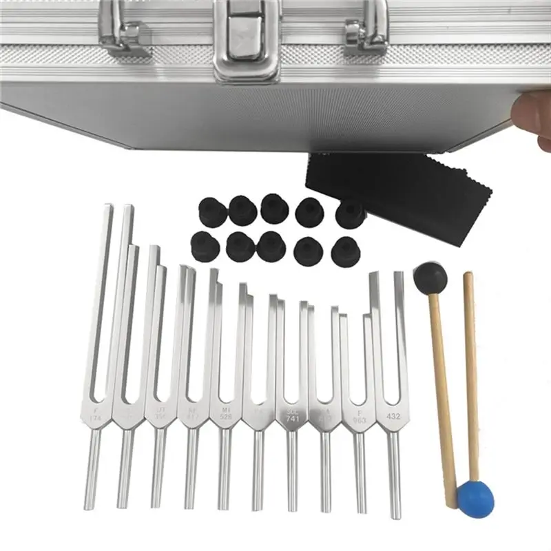 AA81-10 PCS 튜닝 포크 세트, 차크라 사운드 테라피 치유용 튜닝 포크, 신체 건강 유지