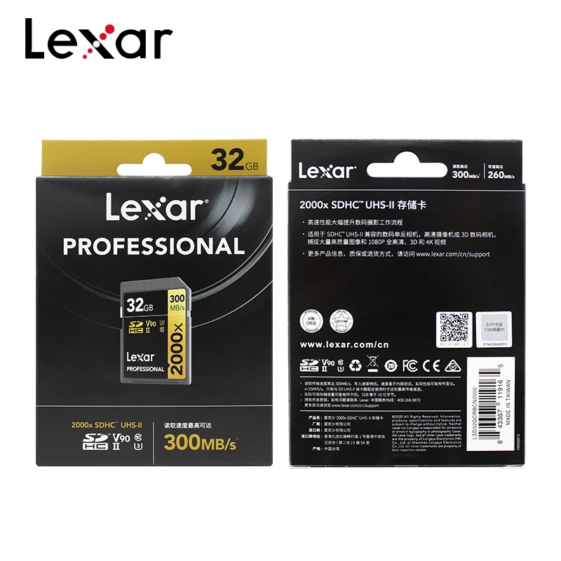  Lexar  SD ī 2000x128 Ⱑ Ʈ 64 Ⱑ Ʈ 32 Ⱑ Ʈ UHS-II ޸ ī V90 U3 ִ 300 ްƮ/ ÷ ī 4K DSLR ī޶