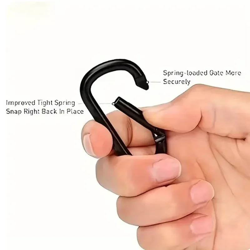 Hiking Buckles 6Pcs Black Type D Hook Outdoor Hiking Buckle Durable
