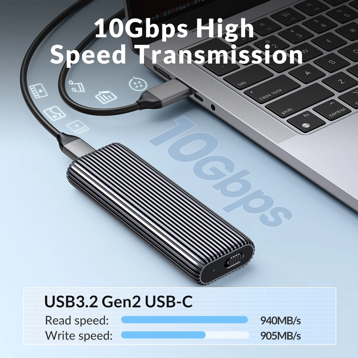 ORICO  ʿ  ˷̴ M2 NVMe SSD Ŭ, 10Gbps PCIe C Ÿ M.2 SSD ̽ NVMe M Ű ָ Ʈ ̺ ̽  UASP