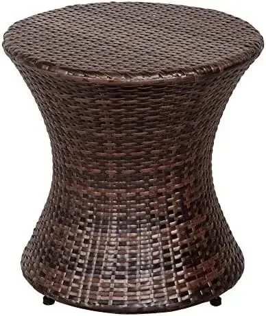 

Side Table, Rattan End Table, 20 Inch Hourglass Wicker Accent Tables, Steel Frame, Lightweight, Brown Small coffee table Mesas