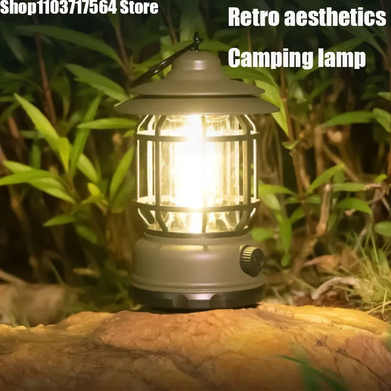 New Outdoor Vintage  Camping Lights Waterproof Rechargeable Outdoor Hanging Lights Portable Fill Light Work Maintenance Lighting