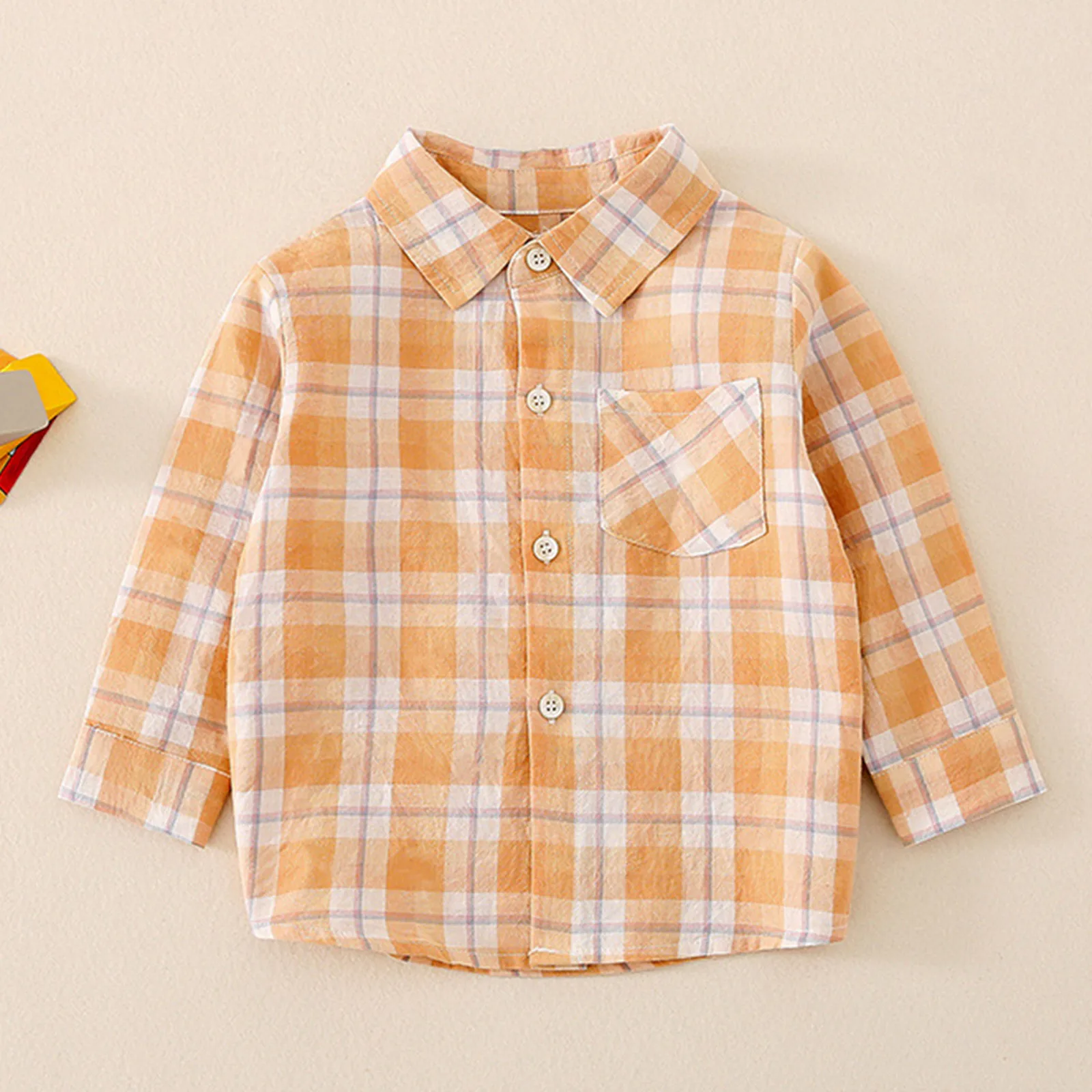 Toddler Kids Baby Boys Shirts Button-Down Plaid Shirts Spring Autumn Long Sleeve Outwear Pink Check Blouse Tops