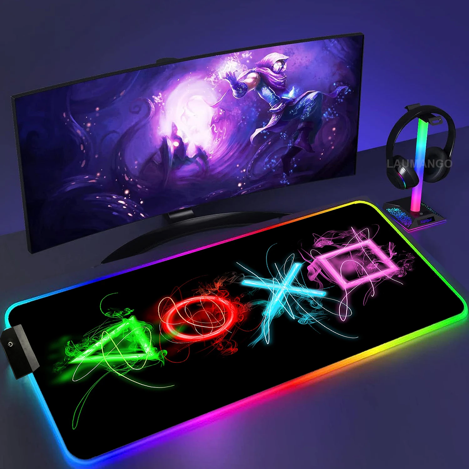 

RGB Mousepad Xxl Large Game Extended PS Gaming Mouse Pad RGB Led Pc Gamer Accessories Keyboard Mat Desk Protector Deskmat