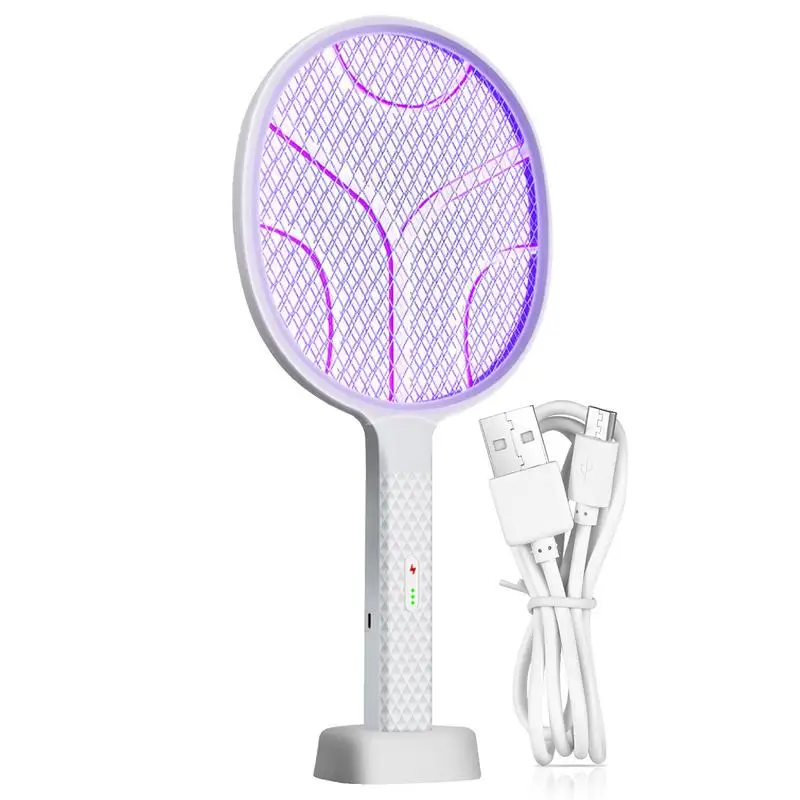 

Fly Swatter Racket Rechargeable Electric Mosquito Killer racket 2-in-1 Purple Light Fly Killing USB Rechargeable Fly Swatter