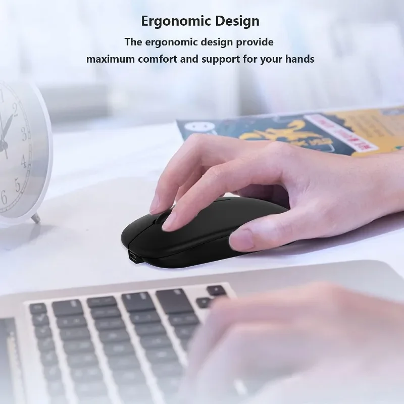 Wireless Bluetooth Mouse for Apple iPad iPhone MacBook Android Samsung Phone Dual-Mode Rechargeable 2.4G Portable Computer Mice