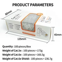 100Pcs/Box Ethernet Cable Cat5e RJ45 Plug Connector - Gold Plated, Cat5 Network Crystal Head for Stable Gigabit Ethernet. 2