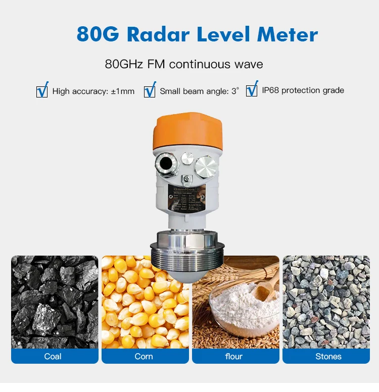 GAMICOS GLT742 80G 환경 모니터링용 고주파 시멘트 사일로 레이더 레벨 센서