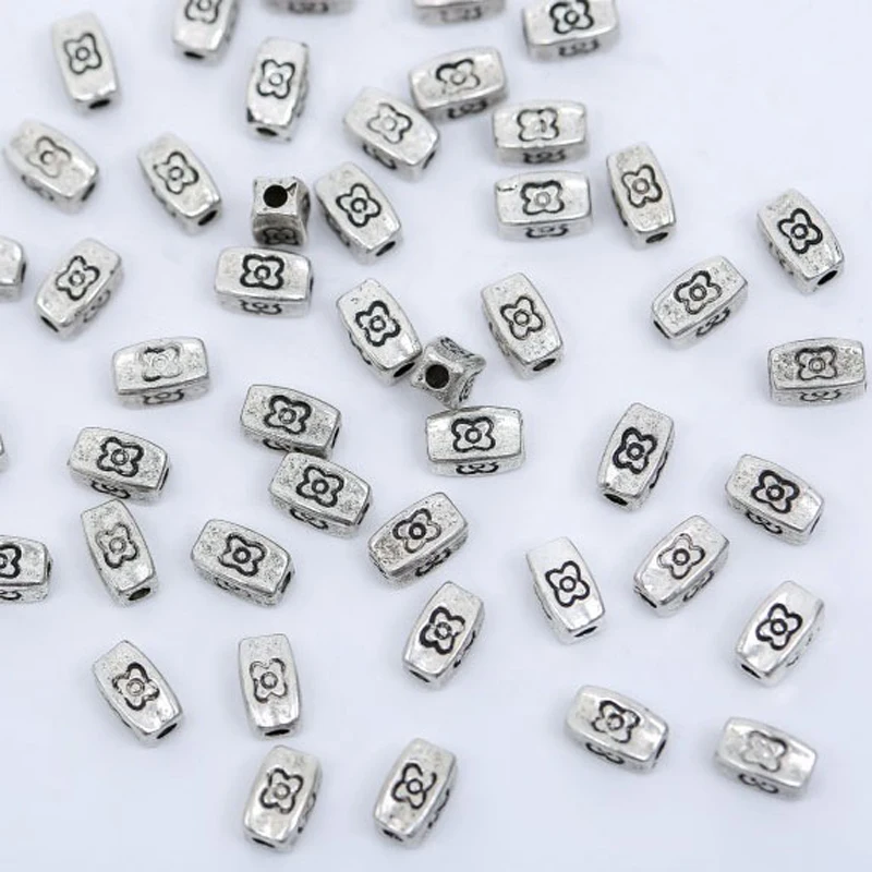 Metall Spacer Perlen Charm Tibetisches Silber Schmuck Würfel 6x6mm 100stk 