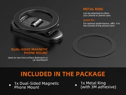 Magnetic Dual - Sided 360° Rotating Dashboard Phone Holder (Black)