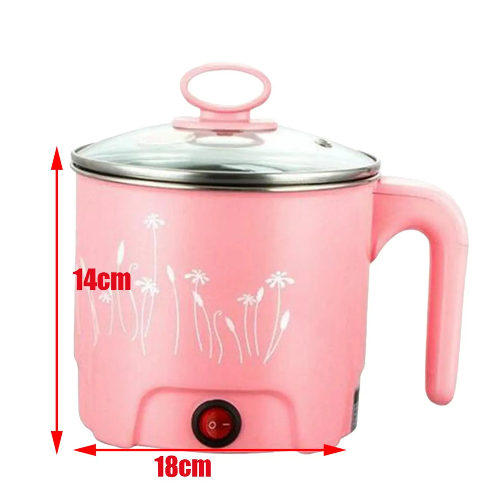 미니 전기 요리 냄비, 국수 쿠커, EU 플러그, 핑크 직경 18cm, 220V