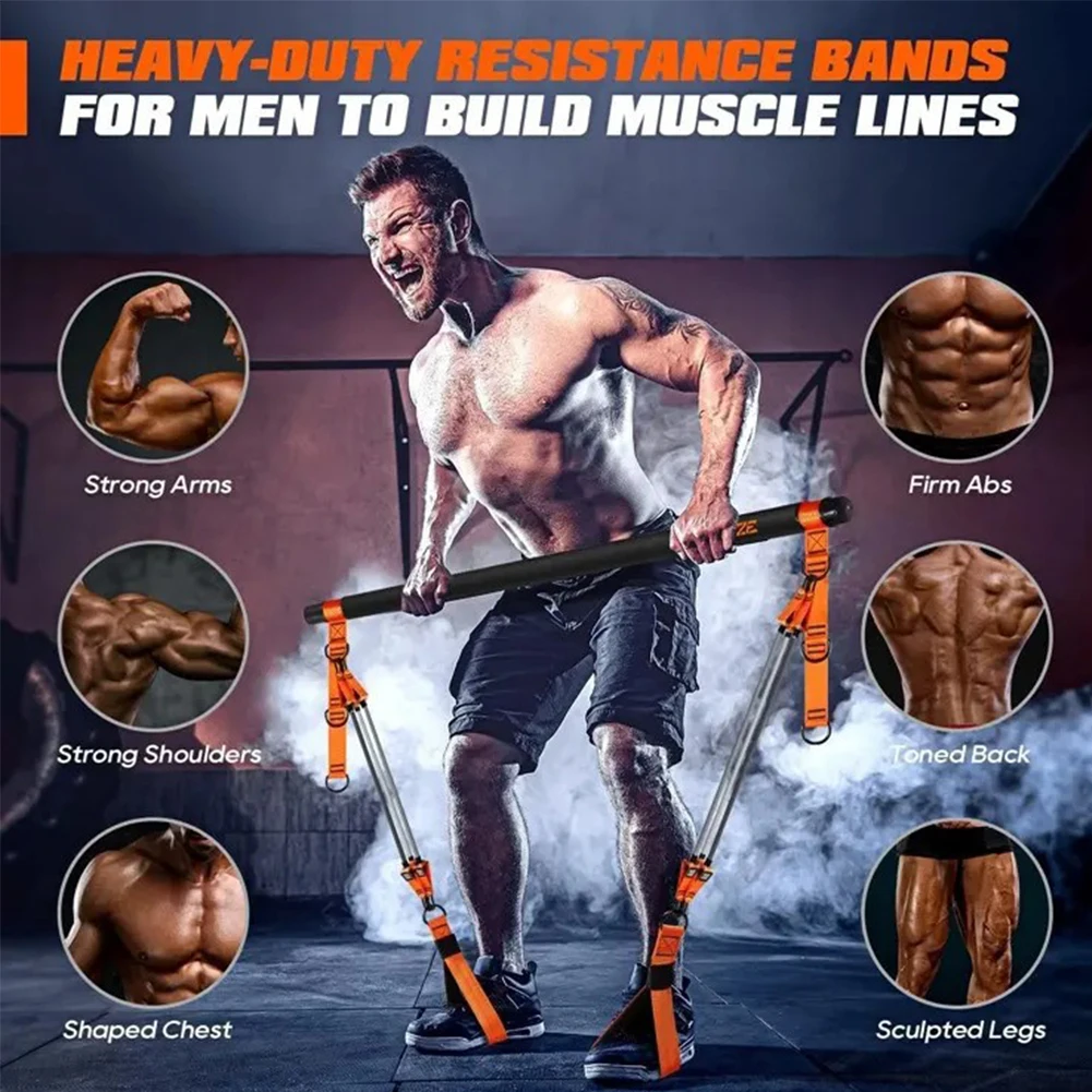 Pilates Workout Equipment & Resistance Bands Portable Weighted Exercise Pilates Bar for Home Gym Fitness Yoga Strength Training 4