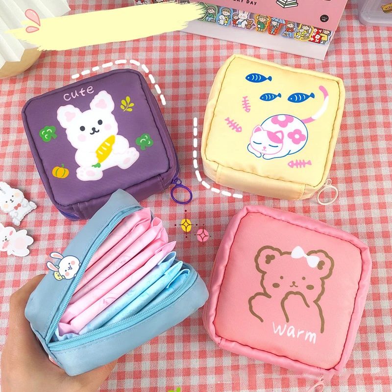 

1pcs Sanitary Napkin Storage Bag Women Tampon Bags Credit Card Holder Pouch Napkin Towel Cosmetics Cotton Coin Purse Organizer