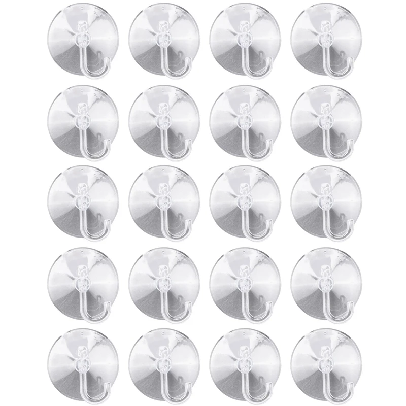 

20 X Suction Cups Clear Plastic Cups With Metal Hooks Window Decoration Cabinet Sucker Perfect For Hanging Christmas Decorations