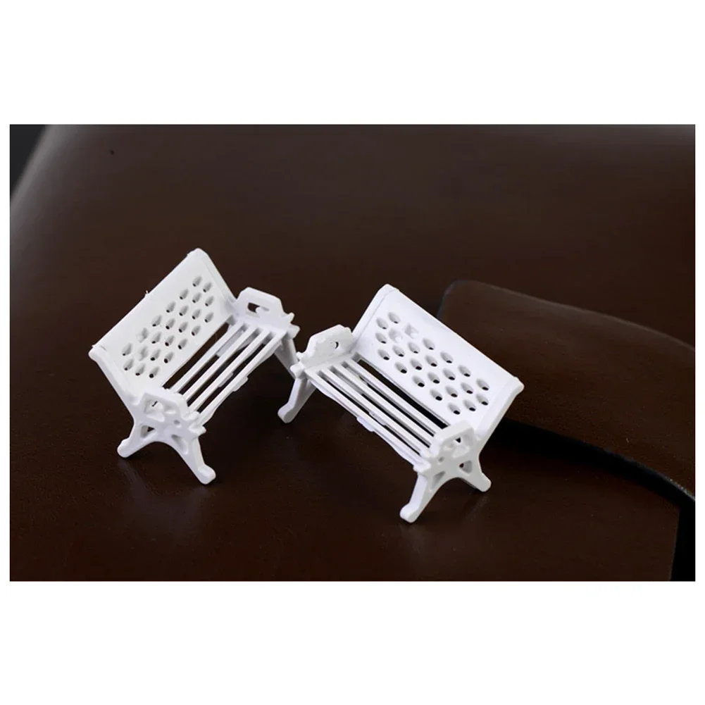 10pcs Garden Decor Dollhouse Ornament Scene Model Micro Landscapes Mini Bench Park Chair Figurines Miniature Stools Table 1:87 5