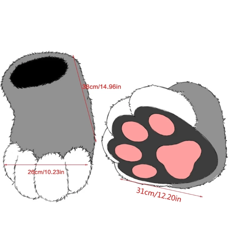 Fursuit Paws Costume Lion Bear Props Animal Feet Slippers One Size Fit Most Adult Teens Halloween Costume Party Supplies