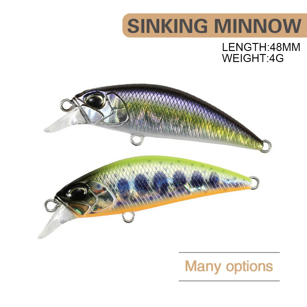 

4.8cm 4g Fishing Lure Micro Minnow Wobbler RYUKI Sinking Artificial Hard Bait Jerkbait Swimbait Small Stream Trout Bass Bait