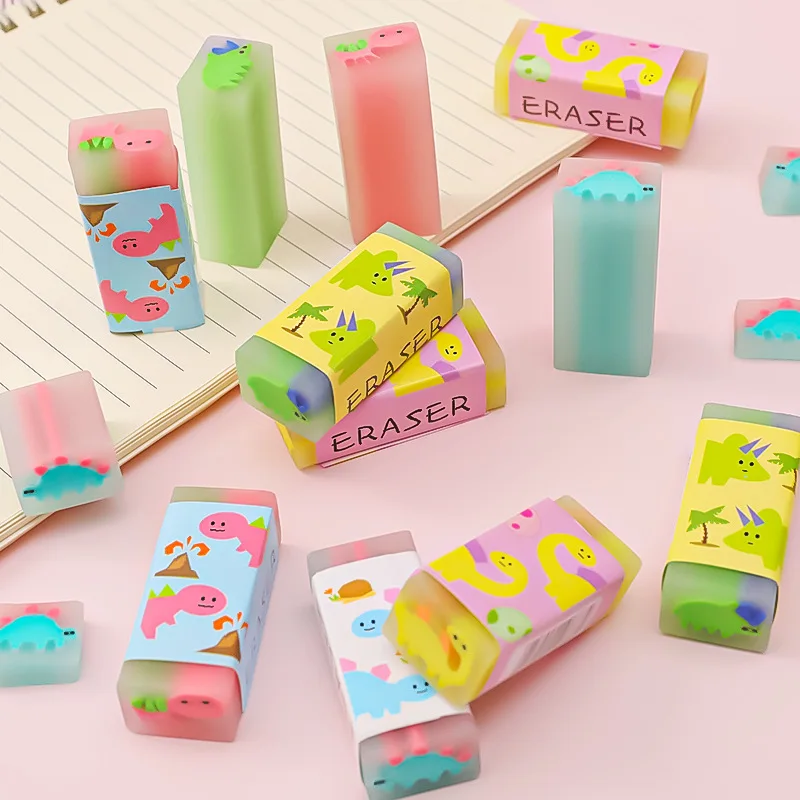 kawaii cartoon dinosaur Eraser Rubber 3 pcs/lot 4B pencil eraser Primary Student Prizes Promotional Gift Stationery