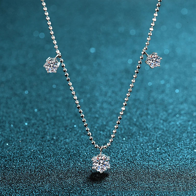

VINIE Real Moissanite Necklaces for Women Lab Diamond Brilliant Gem Non Zircon 100% 925 Sterling Silver Fine Jewelry