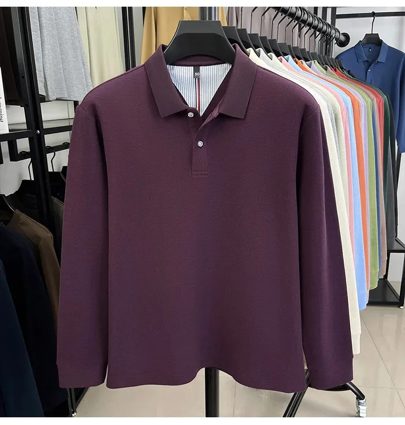 Men’s autumn long sleeve polo shirt for clean outfits