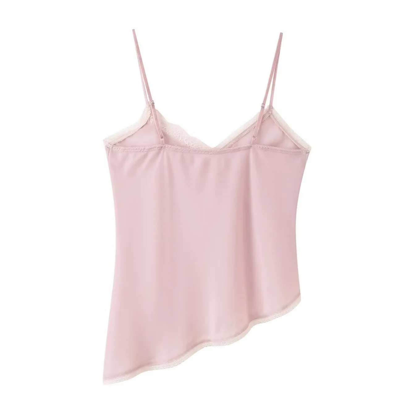 Women Elegant Temperament Satin Lace Trim Skirt Set Or Sex Spaghetti Strap Tanks Tops Or Slit Commuter Skirt Streetwear