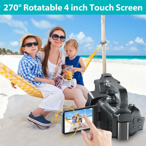 KOMERY 유튜브 캠코더 4K 울트라 HD 카메라 캠코더 64MP 스트리밍 카메라 4.0 "터치 스크린 디지털 비디오 카메라 2