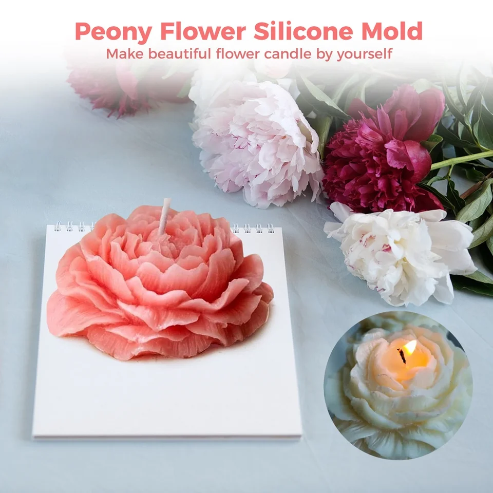 Stampo In Silicio Per Candele A Forma Di Fiore - 13x2,5 Cm - Stampo Portacandele 3D Fai Da Te - 4