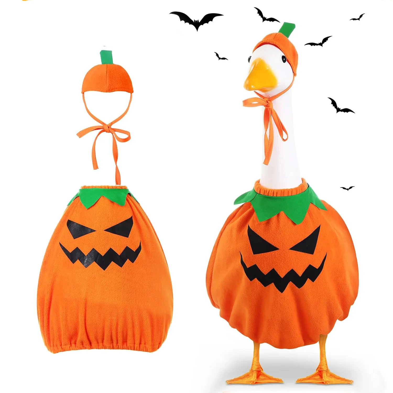 Porch Goose Costume Halloween Pumpkin Witch Outfit for 23" Goose Outdoor Garden Lawn Art Spirit Style Festival Cosplay
