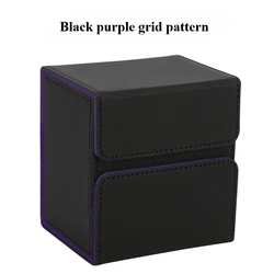 Deluxe Leather Trading Card Deck Case with Magnetic Closure (Black Purple)