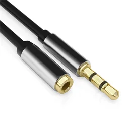 Premium Gold Plated 3.5mm Audio Extension Cable - Male to Female Stereo Earphone Extender - 1M (Black)
