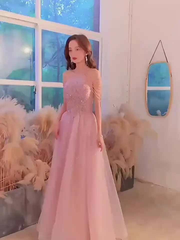 高級高品質ピンクのイブニングドレス 2025 プロム夏秋の気質社交界