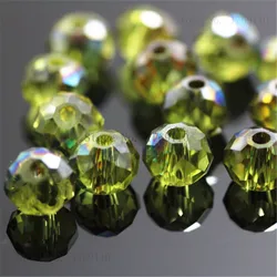 Isywaka Pink Silver Faceted Crystal Glass Spacer Beads for Jewelry Making, 50pcs (Yellow rose red)