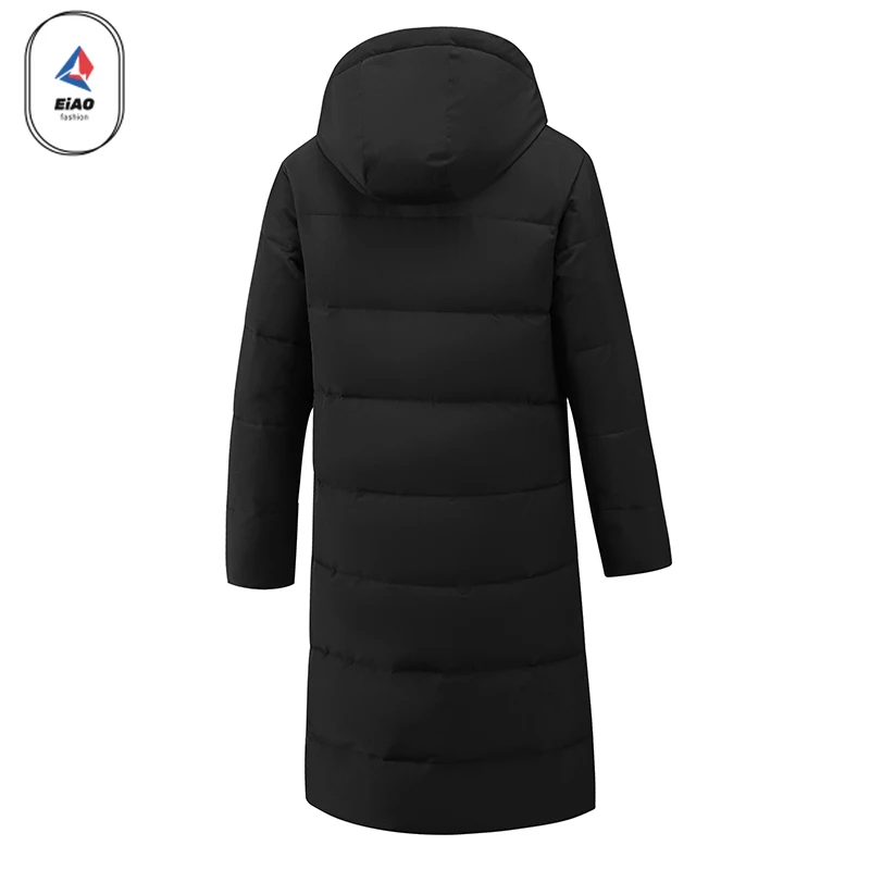 EIAO Light Luxury Down Jacket Men Couple 2026 Winter New Fashion Long Over-the-knee White Duck Down Coat Outdoor Hooded Parkas