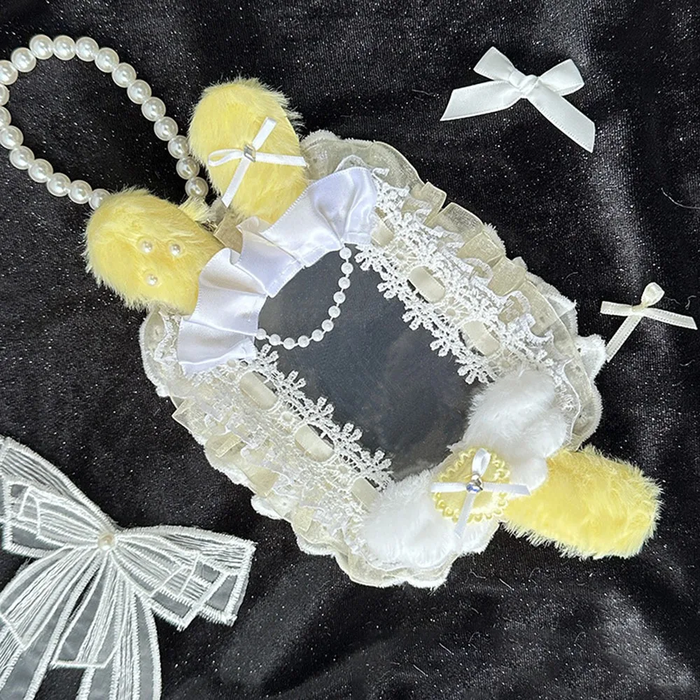 Adorable Pink Bow Plush Photo Protector Case with Lace and Ribbon