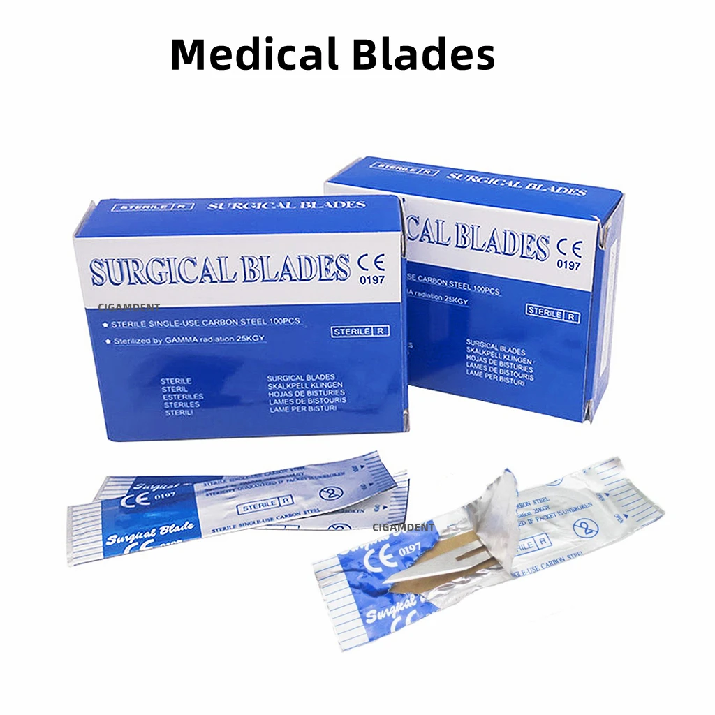 100pcs/box Carbon Steel Dental Surgical Scalpel Sterilized Blades