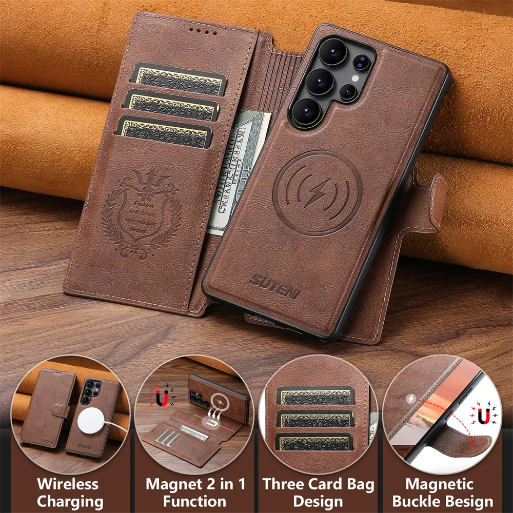 Detachable Magnetic Wallet Card Holder Leather Phone Case - Premium Flip Protective Cover