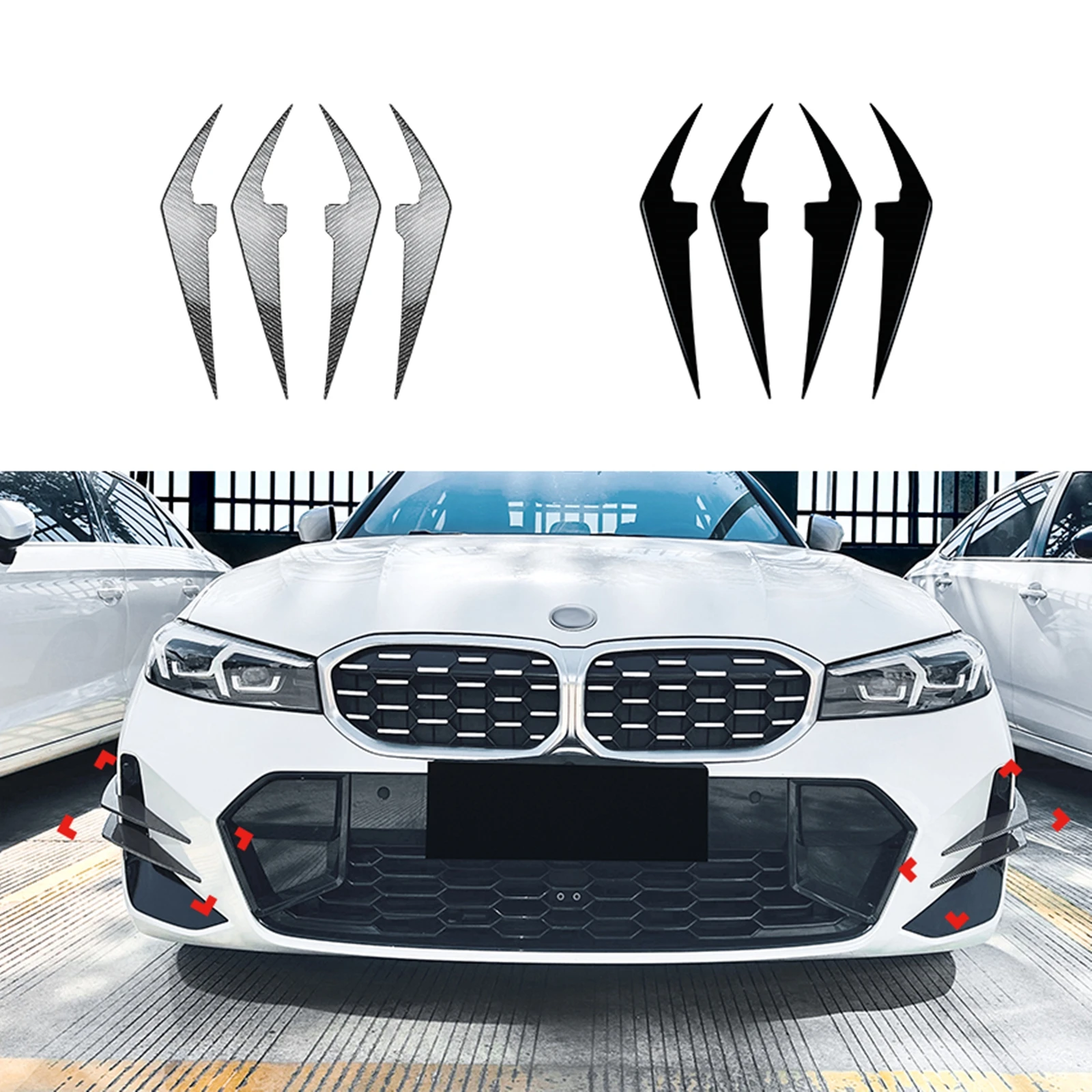 Per Bmw Serie 3 G20 G21 Lci M Sport 330I M340I 2023-2024 Paraurti Anteriore Lato Presa D'Aria Copertura Trim Inferiore Telaio Di Aspirazione Splitter 