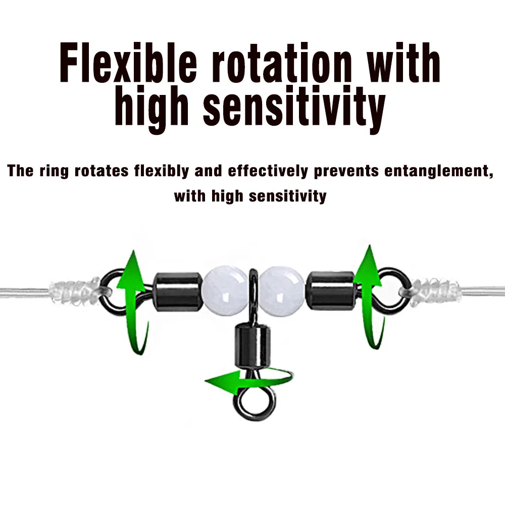 25Pcs Stainless Steel T-Turn 3 Way Fishing Connector Rolling Swivel Fishing Tackle Connector Luminous beads attract fish MNFT