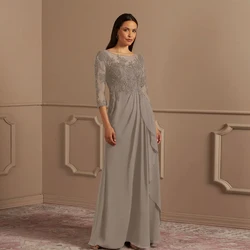 Scoop Mother of Bride Dresses for Women Sleeveless Chiffon Wedding Party Dresses with Lace Zipper Robe De Soirée 2024 Summer