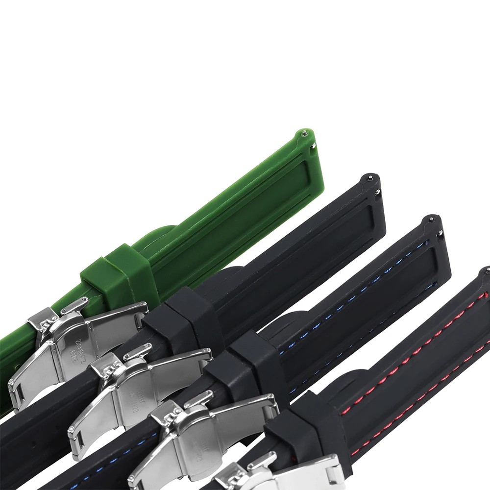 Sporty Silicone Watch Strap with Stainless Steel Butterfly Clasp