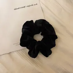 Vintage Velvet Solid Color Hair Scrunchies - Elegant Hair Accessories (Black   1PCS)