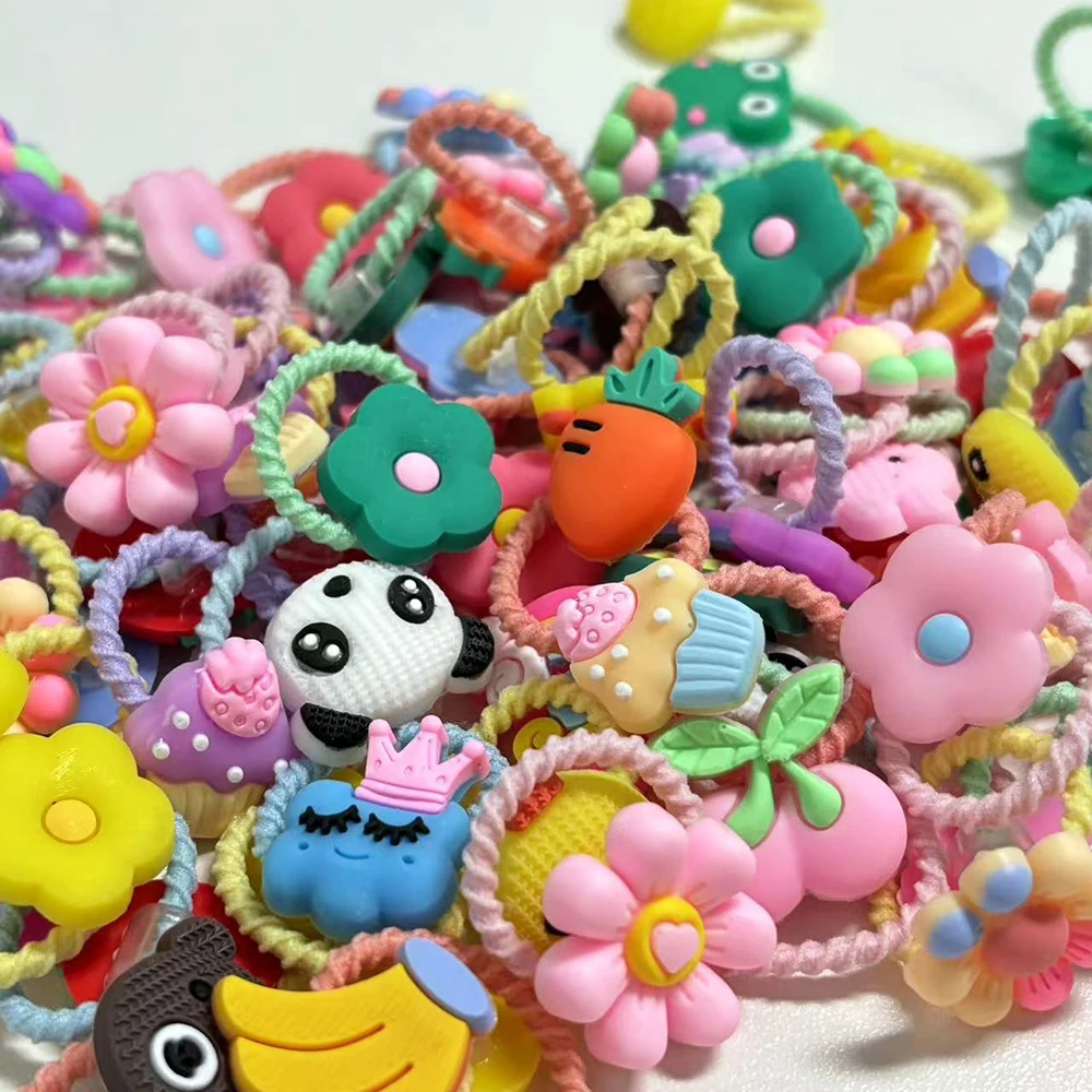 Hair Ties 50/100 Pieces Cute Thumb High Elasticity Does Not Hurt Hair Sweet Little Girl Hair Rope Kidsren's
