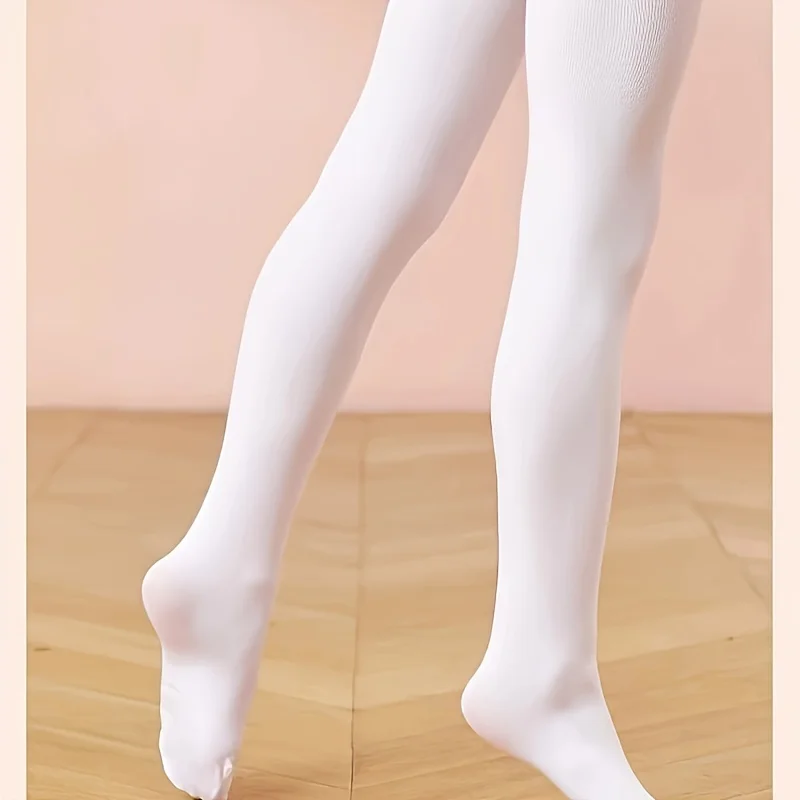 4 Pairs Children's Pantyhose Spring Thin Summer White Black Skin Color Pink Leggings Socks for Students Practice Dancing Girls Dance Socks