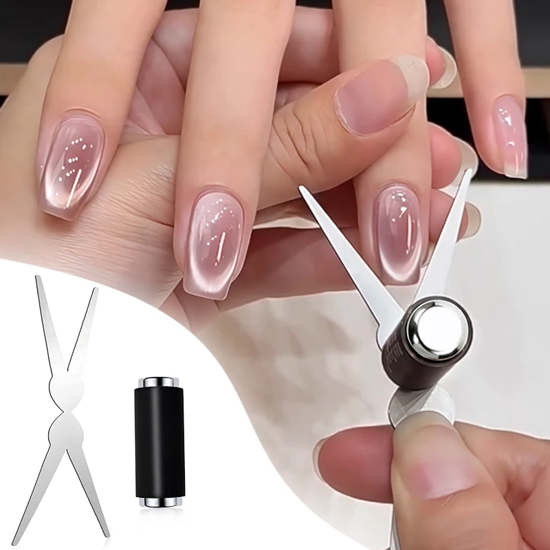 Double-head French Nail Art Magnet Set 3D Strong Cat Eye Magnet Nail Art Gel Polish DIY V-Shaped Effect Manicure Magnetic Tool