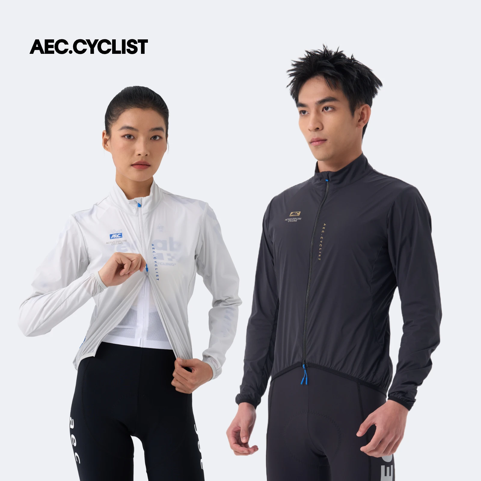 AEC.CYCLIST 남성용 긴 소매 사이클링 재킷 경량 여성용 자전거 코트 아웃웨어 자전거 탑 YKK 지퍼 블랙 그레이